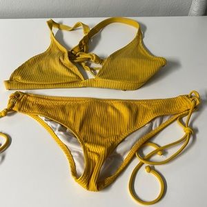 Pink Victoria’s Secret mustard racer back bikini Small